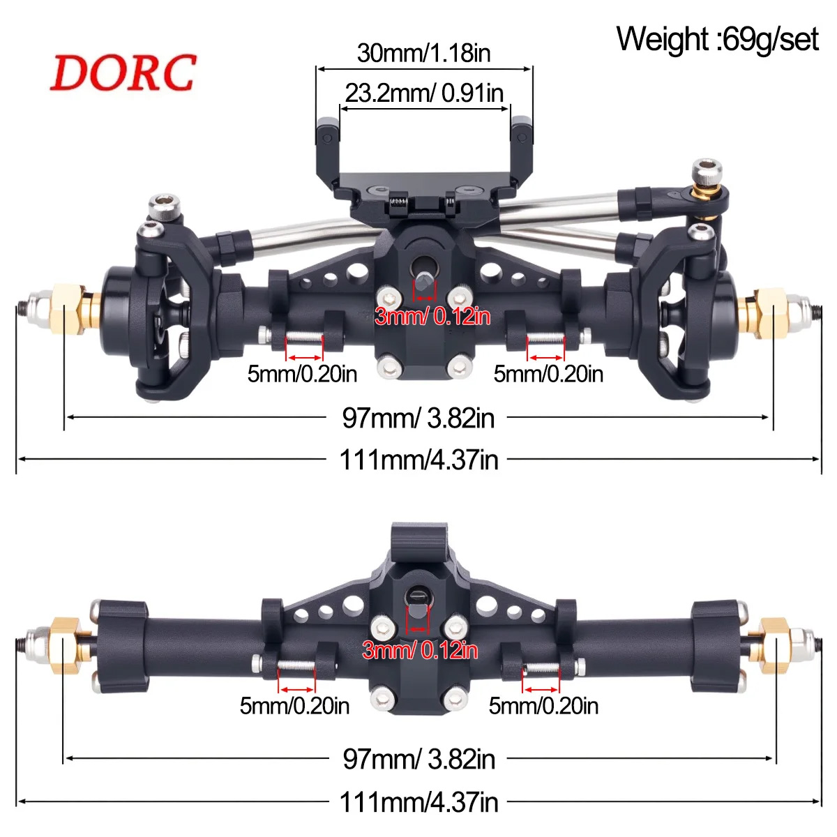 Rc Crawler Axle Parts - 1Set As Roda Plastik dengan Dudukan