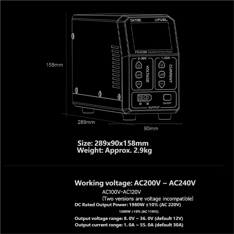 SKYRC PSU2000 1980W Catu Daya  - Drone Rc Battery ulasan dan harga