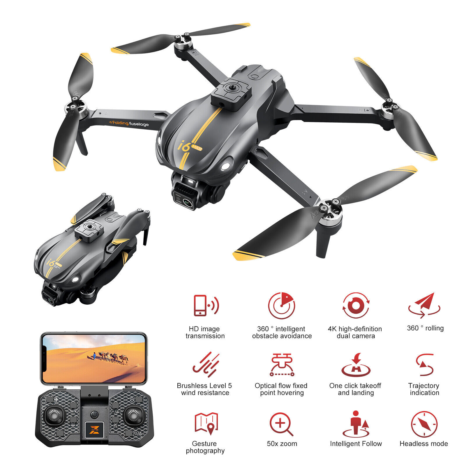 I6 MAX Drone WIFI FPV ESC 4K K - Esc 4In1 Brushless ulasan dan harga